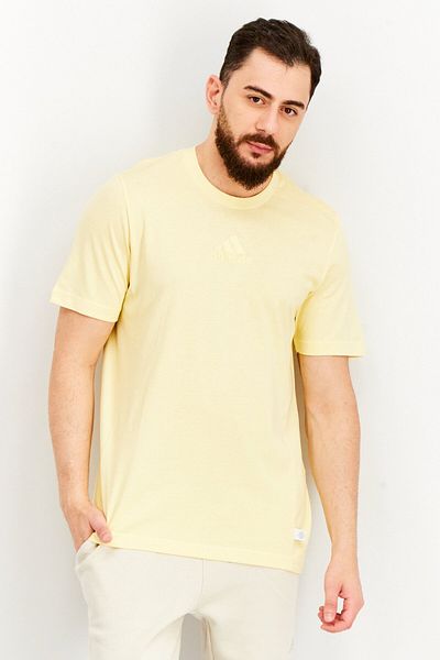 adidas Men Sportswear Fit Short Sleeve Training T-Shirt, Pastel Yellow
