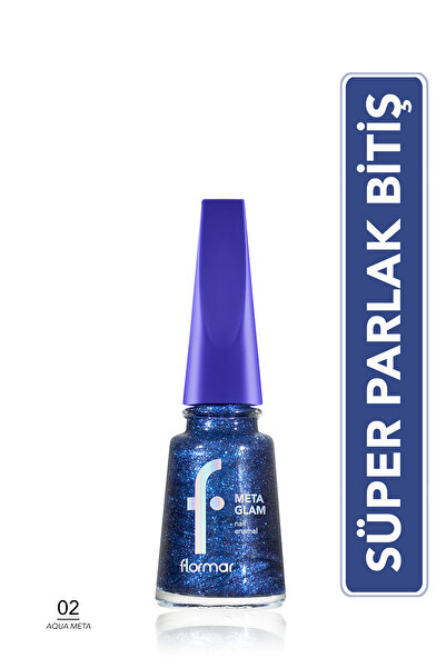 Flormar Metaglam Yüksek Pigmentli & Yoğun Parlak Bitişli Işıltılı/metalik Oje- 002 Aqua Meta-8682536080521