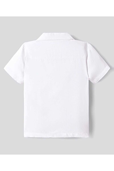 Bonfino Bonfino Oversized Shirt & Short Set with a Resort Placement Print - White