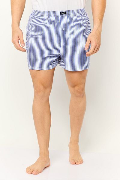 Algspar Men 2 Pcs Stripe Woven Boxers Set, Multicolor