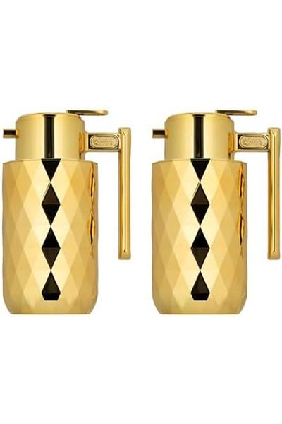 ALSAIF Coffee And Tea Vaccum Flask Set In Gold / Leak-proof And Keeps Drinks Hot 1.0/1.0 Liter