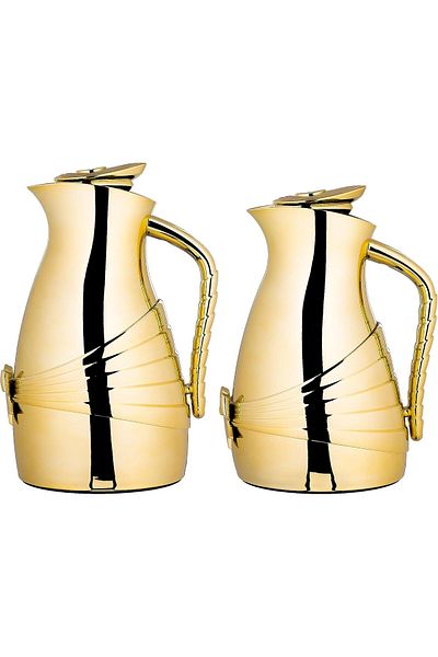 ALSAIF Coffee And Tea Vaccum Flask Set In Gold / Leak-proof And Keeps Drinks Hot 1.0/0.7 Liter