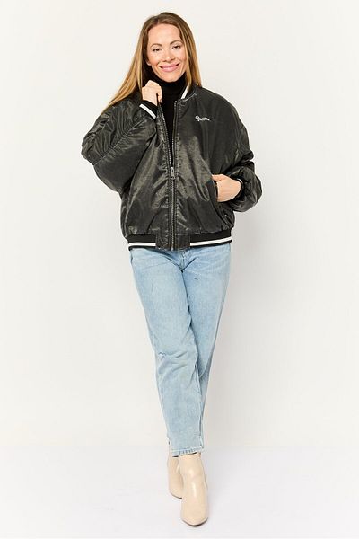 Don't Call Me Jennyfer Women Solid Bomber Jacket, Black Vintage