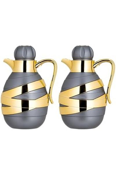ALSAIF Rawa 2-pieces Coffee And Tea Vacuum Flask,1l /1l ,dark Grey/gold
