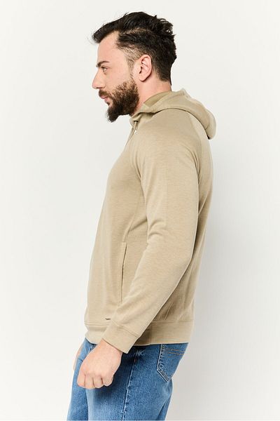 motion Men Hooded Brand Logo Long Sleeve Sweatshirt, Khaki