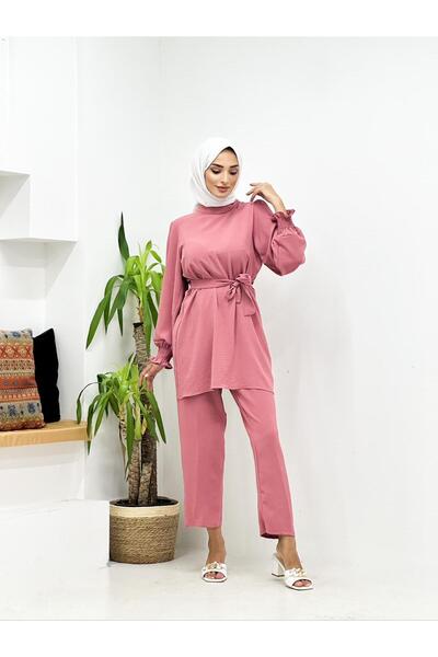 FUNDA Fashion Kadın Aerobin Koldan Gipeli Kuşaklı Tesettür Alt Üst Takım