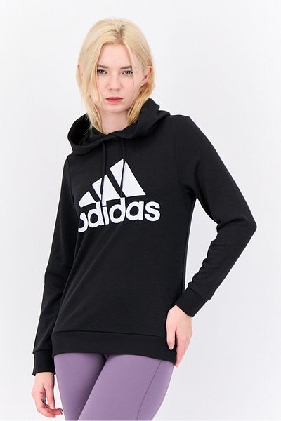 adidas Women Sportswear Fit Long Sleeve Outdoor Hooded Sweatshirt, Black