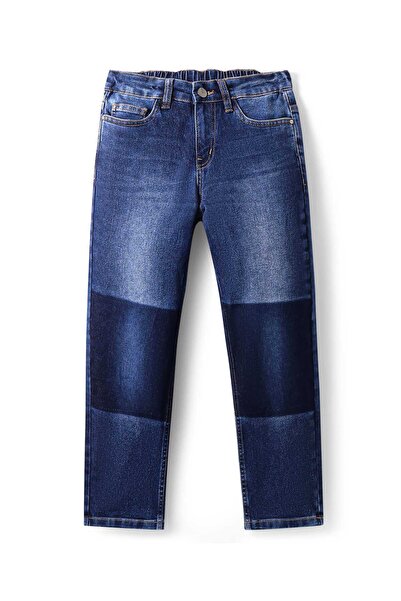 Primo Gino Primo Gino Washed Jeans with Patchwork - Dark Blue