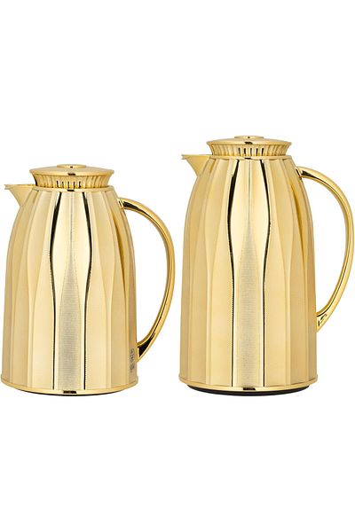 ALSAIF Coffee And Tea Vaccum Flask Set In Gold / Leak-proof And Keeps Drinks Hot 1.0/0.7 Liter