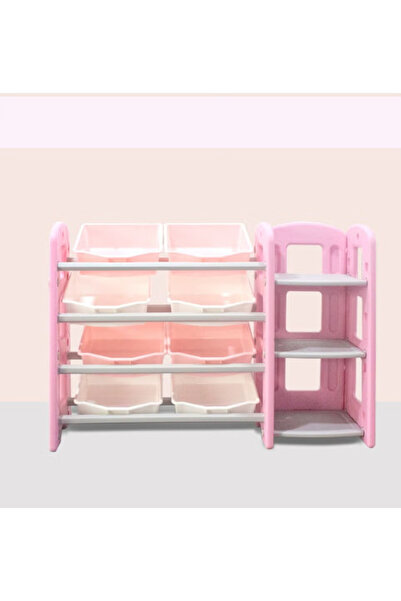 FULLJOY منظم ألعاب 8 صناديق تخزين مع رف زاوية من 3 طبقات ,زهري