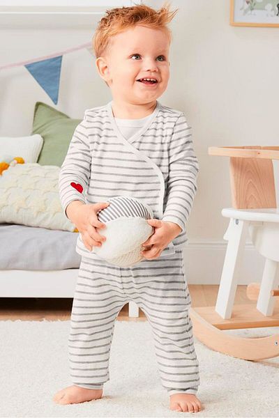 Tchibo Toddlers Boy 3 Pieces Stripe Starter Set, Grey