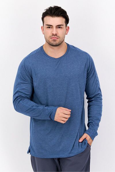 Champion Men Sportswear Fit Heather Long Sleeve Training T-Shirt, Blue