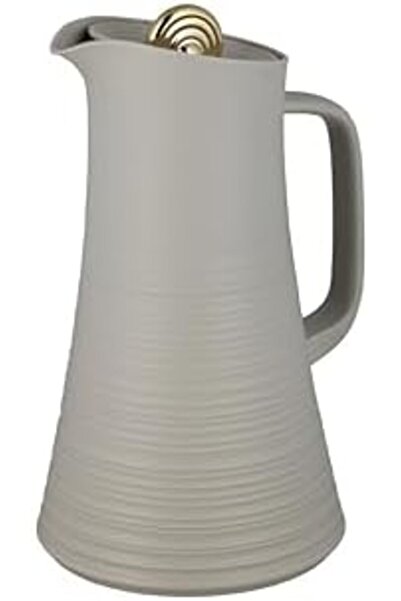 ALSAIF قارورة ديفا للشاي والقهوة، لون رمادي/ذهبي، مقاومة للتسرب، تحافظ على سخونة المشروبات، سعة لتر واحد