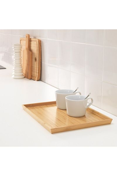 IKEA Ostbit Bamboo Tray 20x28 Cm – Durable, Easy-care Natural Serving Tray For Kitchen & Dining Use