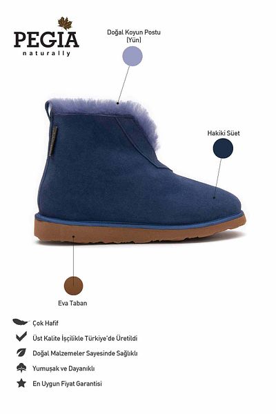 Pegia Papuci unisex din piele intoarsa autentica cu blana in interior 191200
