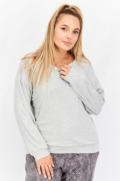 Tahari Women Round Neck Textured Top, Grey