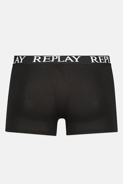 Replay Men 2 Pack Brand Logo Trunks, Black