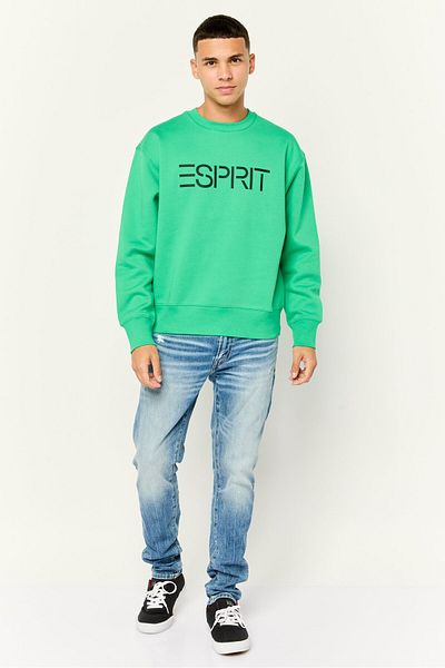 Esprit Men Crew Neck Brand Logo Long Sleeves Sweatshirt, Green
