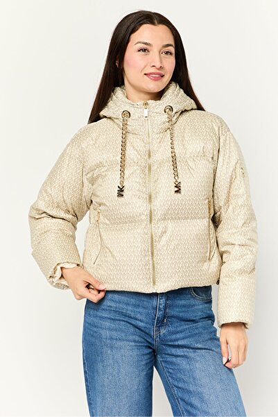 Michael Kors Women Brand Logo Puffer Jacket, Gold