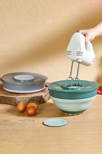 HOMENIVA 2 in 1 Foldable Mixer Mixing Bowl and Storage Bowl with Lid