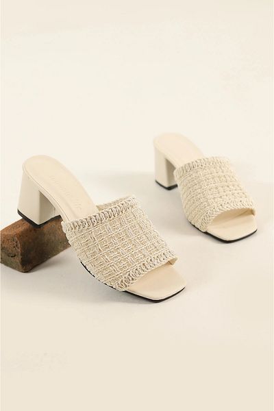 SİDELYA STİL Knitwear Embroidered Heeled Slippers