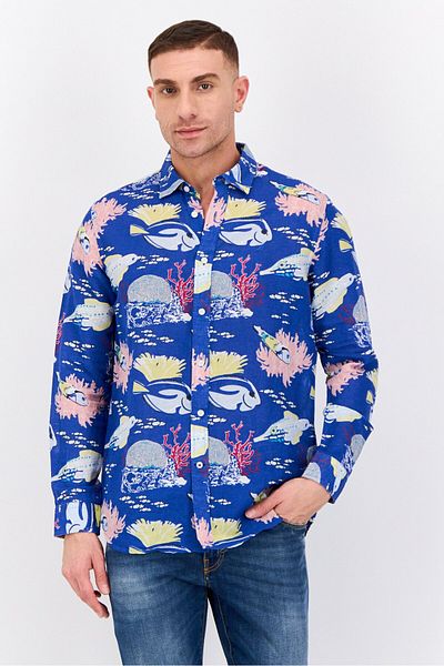 Nautica Men Classic Fit Embroidered Logo Long Sleeve Casual Shirt, Multicolor