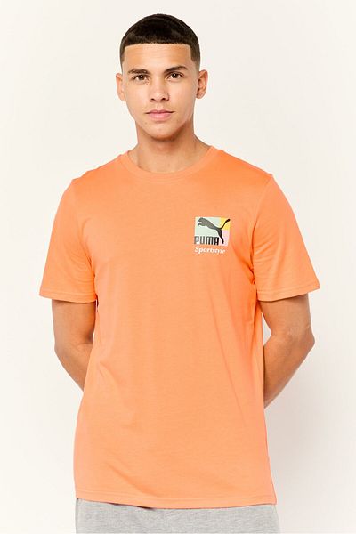 Puma Men Sportswear Fit Short Sleeve Outdoor Classic T-Shirt, Dark Orange