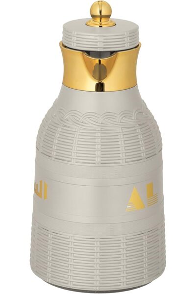 ALSAIF طقم قوارير قهوة وشاي مفرغة من الهواء، رمادي/ذهبي، مانعة للتسرب، تحافظ على سخونة المشروبات، سعة 1.0/0.7 لتر