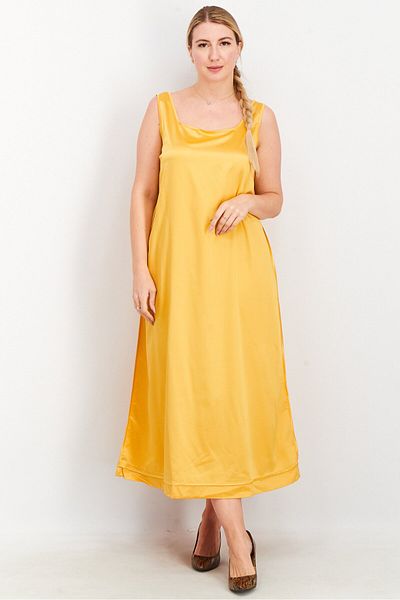 NA-KD Women Satin Bias Midi Dress, Yellow