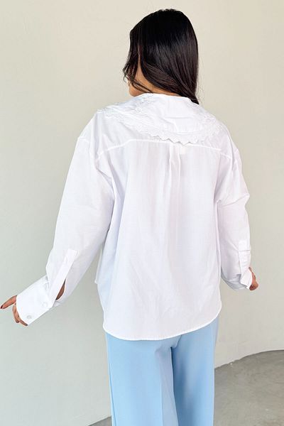 Cappmoda GML-13260 Cămașă din bumbac cu guler alb cu nasturi ascunși