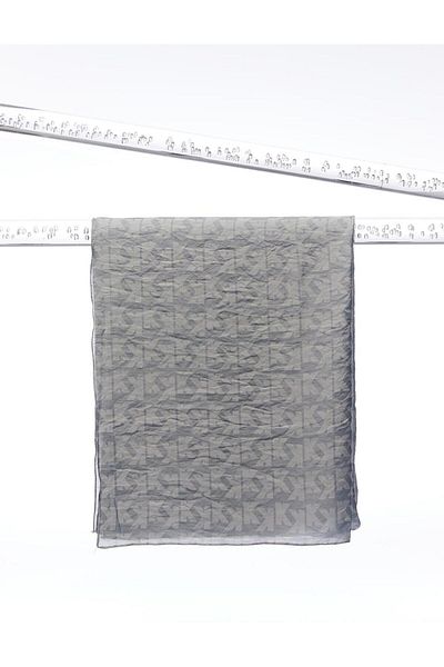 Kayra Gray Monogram Jacquard Viscose Woven Shawl