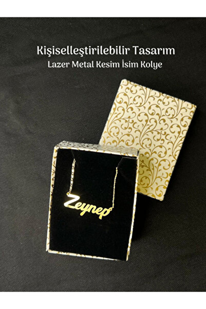 Tuana Trend Kişiye Özel İsim Kolye Özel Tasarım Yüksek Kalite Çelik Gold Renk Kişiselleştirilebilir Hediye