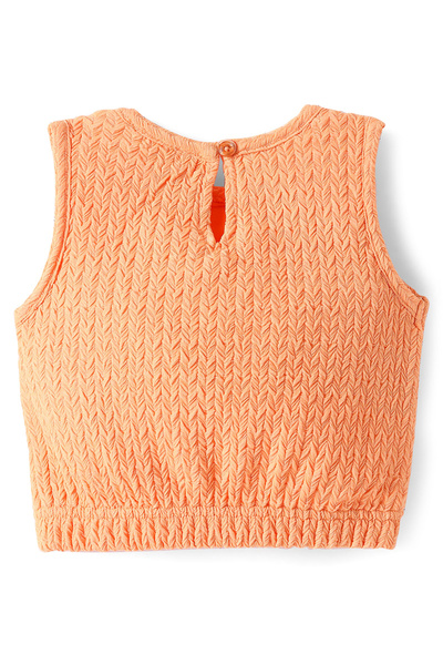 Bonfino Bonfino Woven Solid Sleeveless Textured Top & Shorts Co-ord Set - Orange