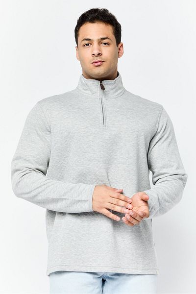 Chaps Men High Neck Heather Long Sleeve Sweatshirt, Light Grey