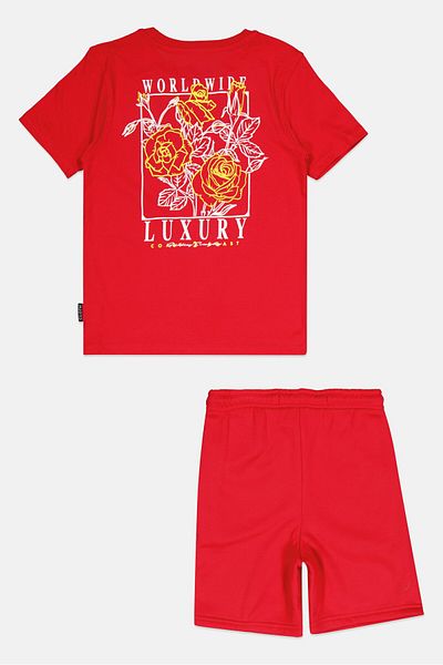 Brooklyn Toddlers Boy 2 Piece Graphic Print T-shirt And Shorts Set, Red