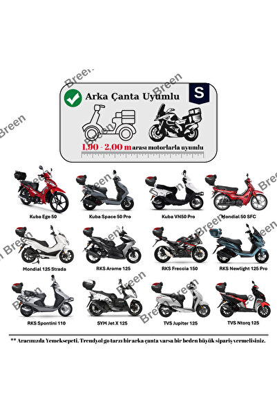 Breen Siyah Tüm Modellere Uyumlu Motosiklet Brandası, Arka Çanta Uyumlu, M Beden,