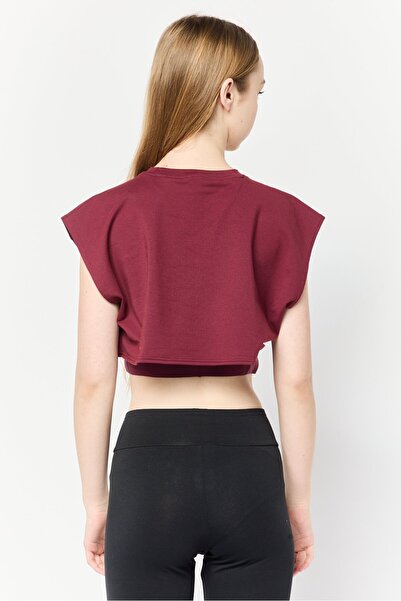 adidas Women Sportswear Fit Cap Sleeve Training Crop Top, Maroon