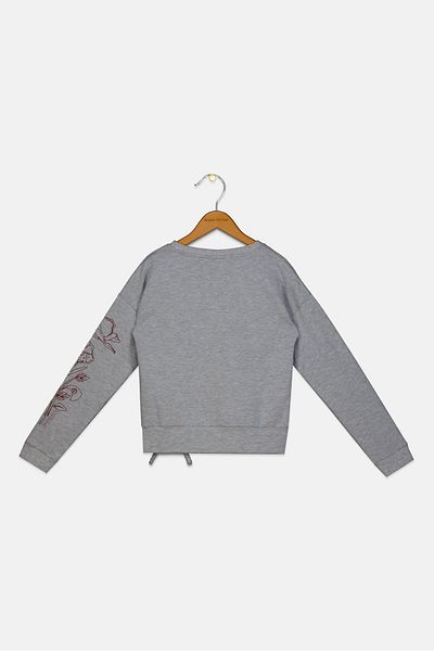 FREDDY Kids Girl Crew Neck Brand Logo Sweatshirt, Grey
