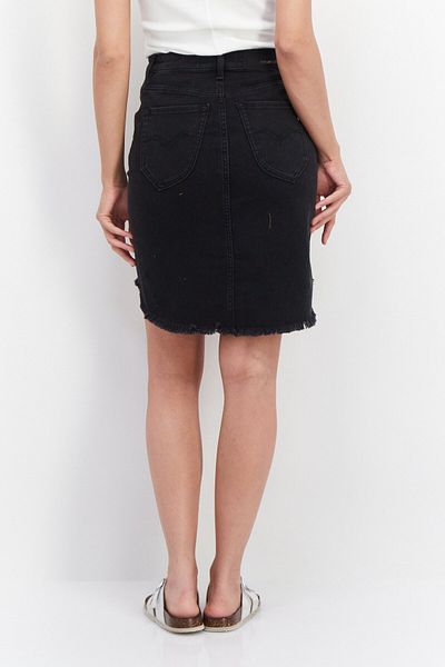 Replay Women Plain Denim Mini Skirt, Black