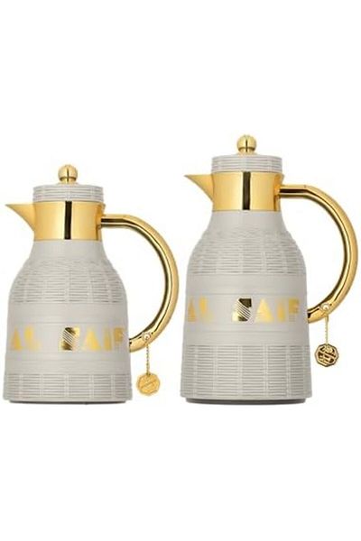 ALSAIF Talah 2-pieces Coffee And Tea Vacuum Flask,0.7/1.0l, Light Grey