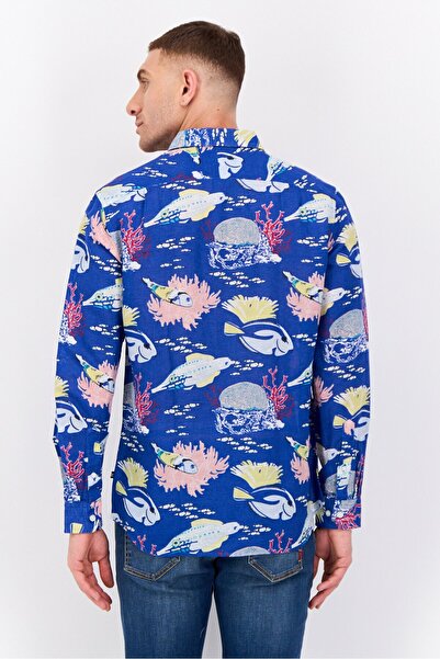 Nautica Men Classic Fit Embroidered Logo Long Sleeve Casual Shirt, Multicolor