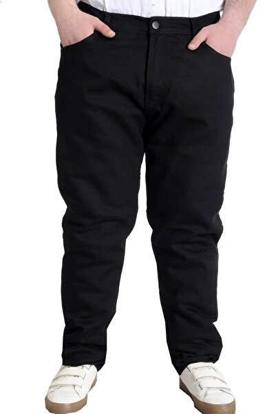 gambia outdoors Erkek Büyük Beden Pantolon Likralı Normal Bel Düz Paça Kot Pantolon Büyük Beden Süper Battal