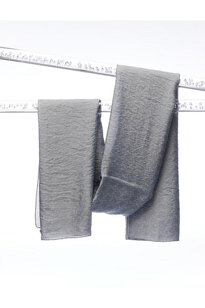 Kayra Square Monogram Jacquard Viscose Woven Shawl Gray