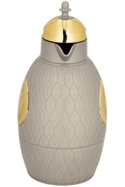 ALSAIF طقم قوارير قهوة وشاي مفرغة من الهواء، رمادي/ذهبي، مانعة للتسرب، تحافظ على سخونة المشروبات، سعة 1.0/0.7 لتر