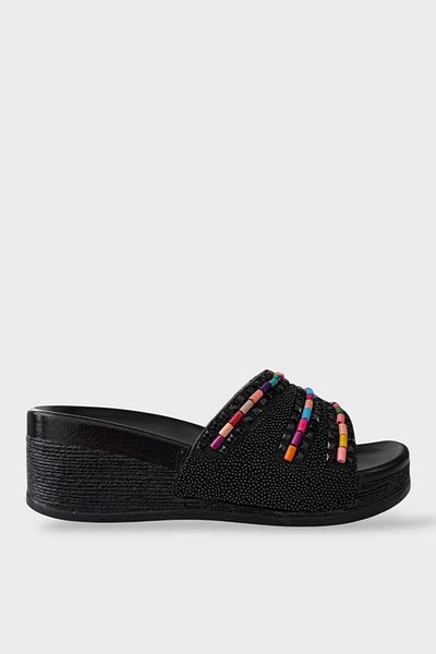 Liger Women's Daily Slippers Stone Wedge Heel Stylish Summer Home Beach Vacation Slippers Black - Orange