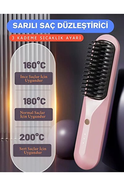 nextbuy Şarjlı Saç Düzleştirici 3 Kademe Sıcaklık Ayarlı Saç Şekillendirici F...