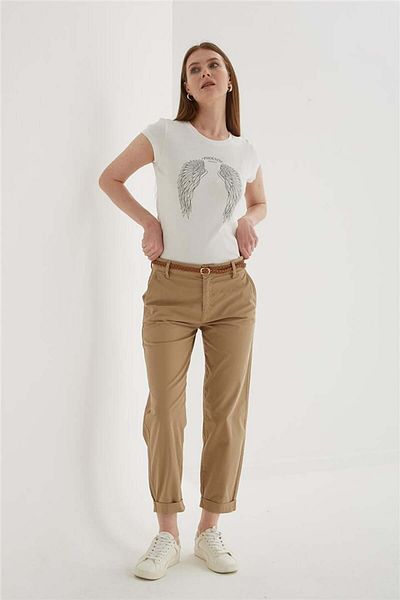 Fashion Friends Staple Detail Printed 100% Cotton T-Shirt Ecru