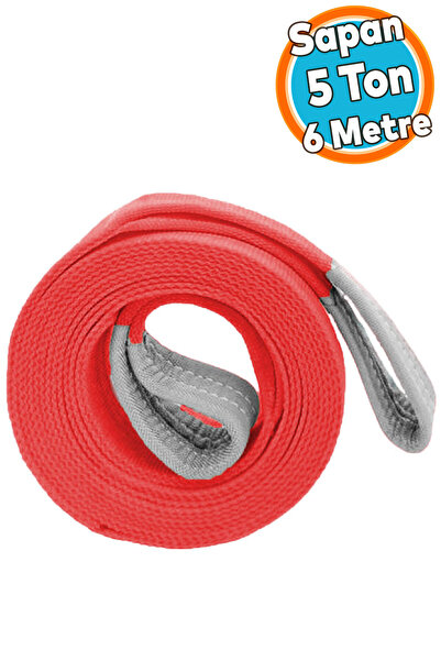 NZB Yük Kaldırma Sapan Polyester Spanzet 5 Ton 6 Metre Kırmızı Sağlam Taşıma ...