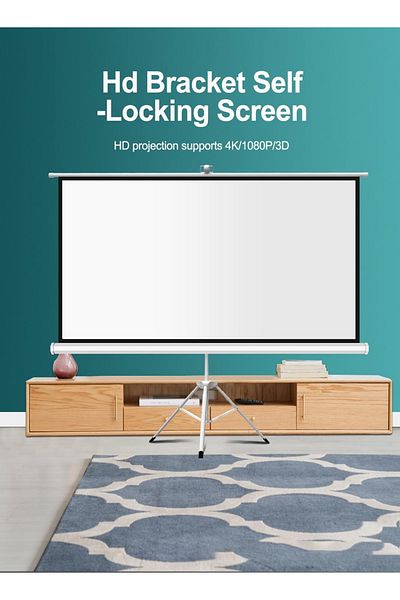 FlashHawk 120 Inch 16:9 Portable 4K Projector Screen with Tripod Stand - White Fiberglass Projector Screen