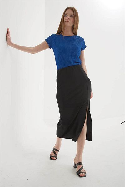Fashion Friends Fusta Midi cu fanta - Neagra